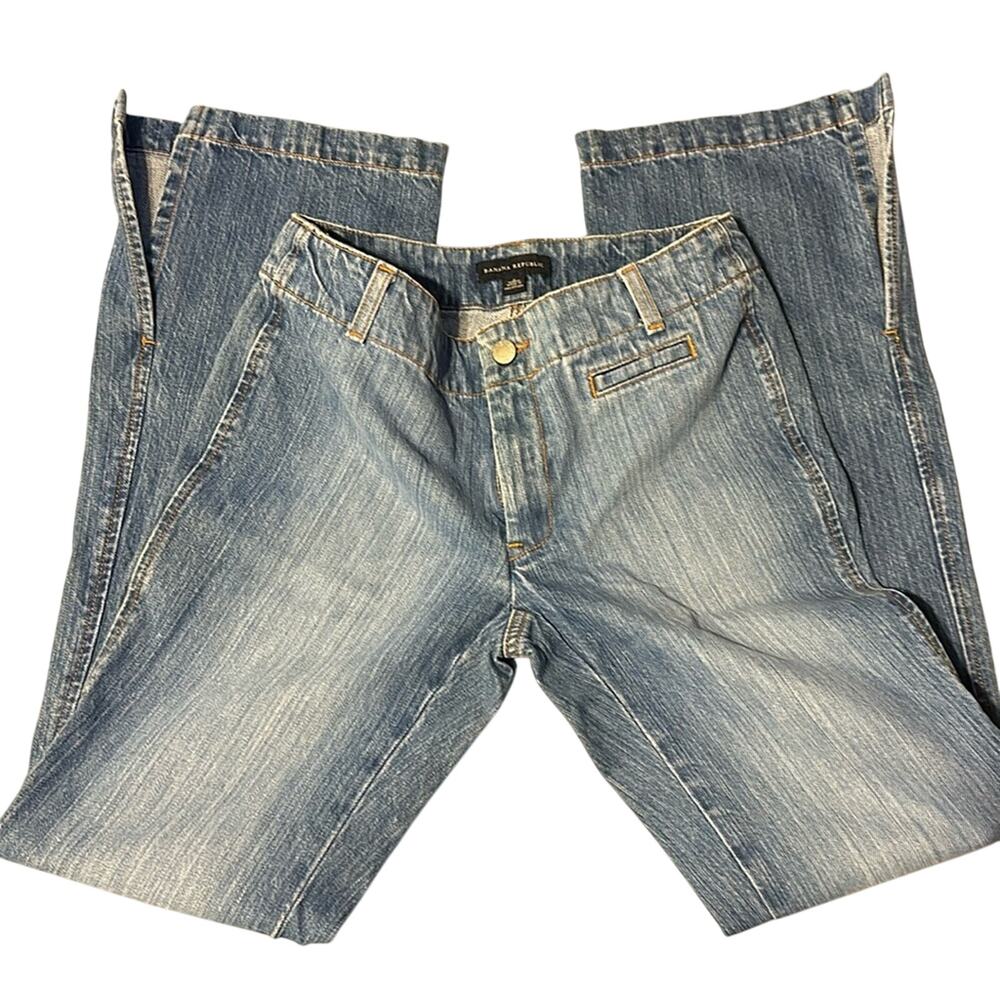 Banana Republic Flare Jeans Women's Size 2 Nautical/Sailor Super bowl Denim Y2K